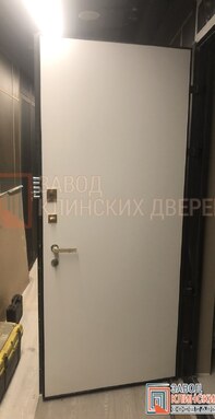 белая входная дверь с гладкой матовой поверхностью в стиле минимализм