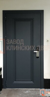 графитовая минималистичная входная дверь с глубокой фрезеровкой панелей