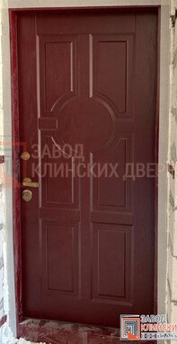 красная металлическая дверь с отделкой филенчатой мдф панелью в стиле модерн